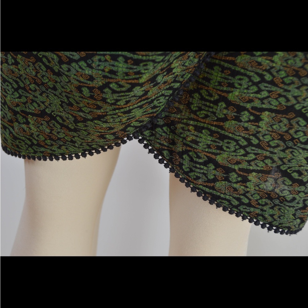 VTG black orange green rayon batik tribal top skirt set small medium - Picture 7 of 16